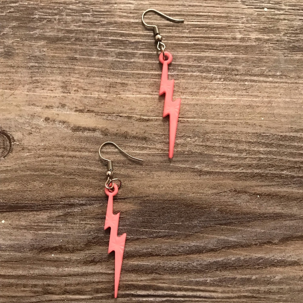 Pink Lighting Bolt Earrings